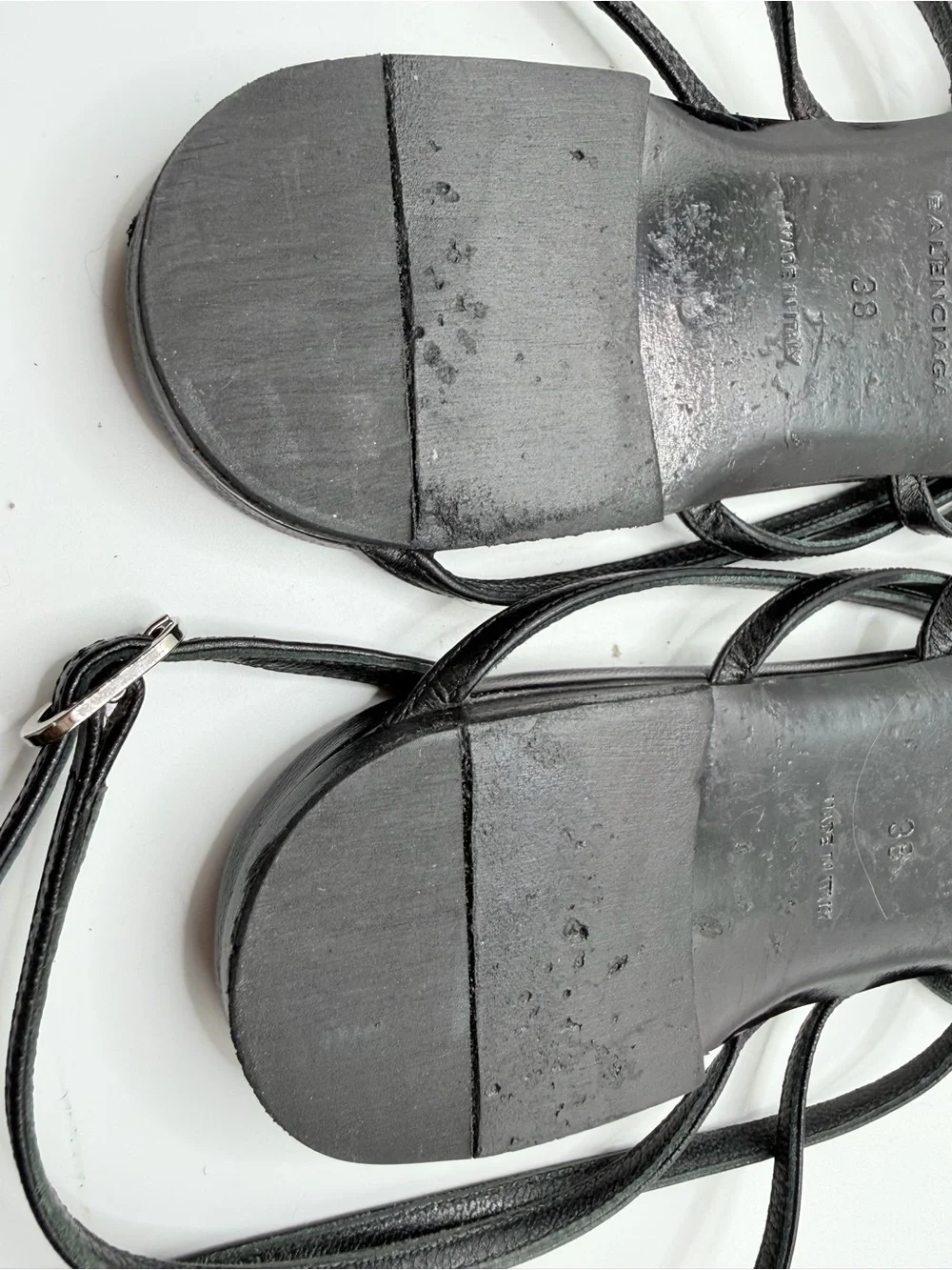 Balenciaga Black Multi-Strap Leather Sandals